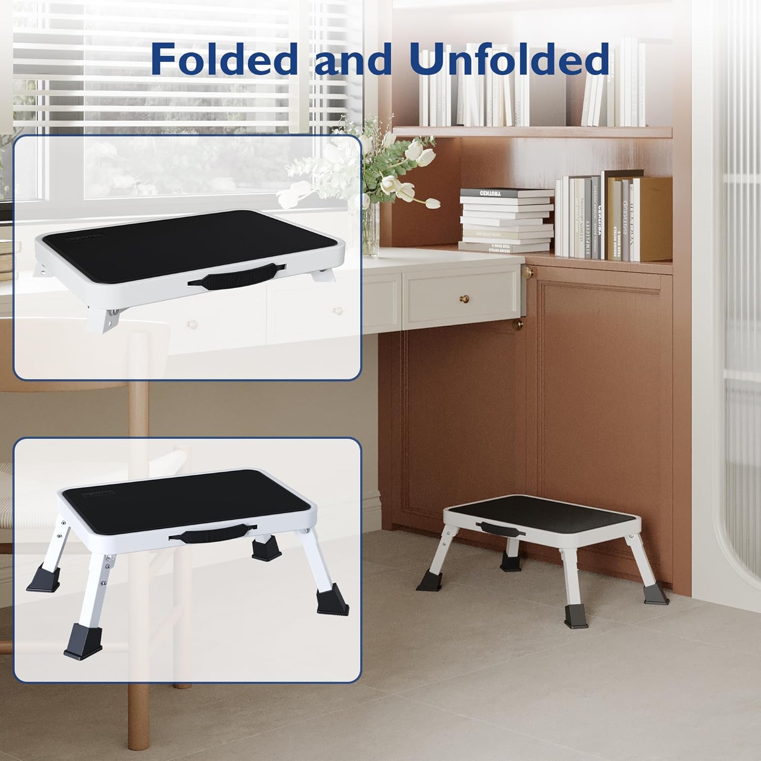 BONTEC - marchepied pliable métal - compact - 150kg - marches antidérapantes