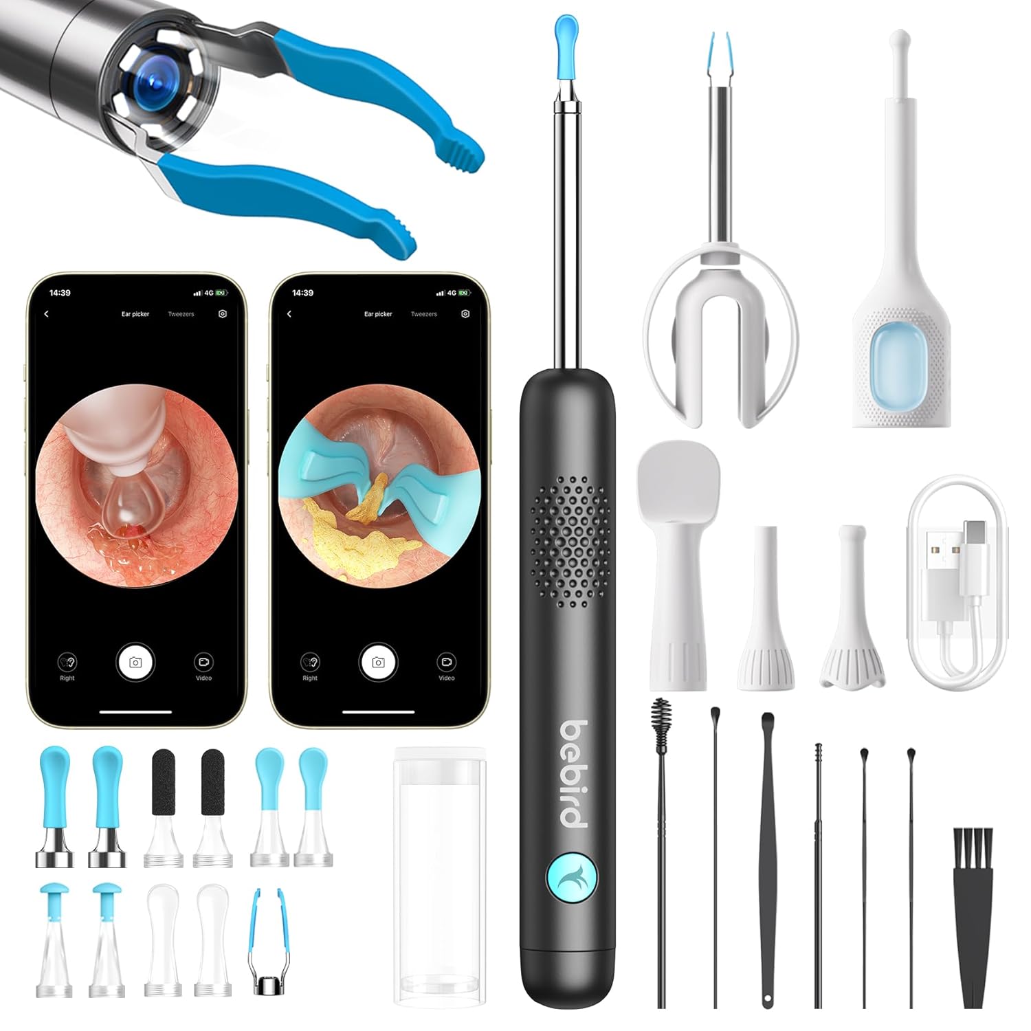 Otoscope - Kit nettoyage oreille caméra lumière USB - nettoyage précis