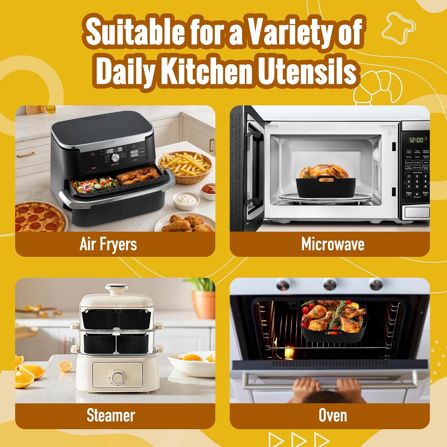 Accessoires Air Fryer silicone - 10,4L - résistant, lot 3pcs - AF500EUCP