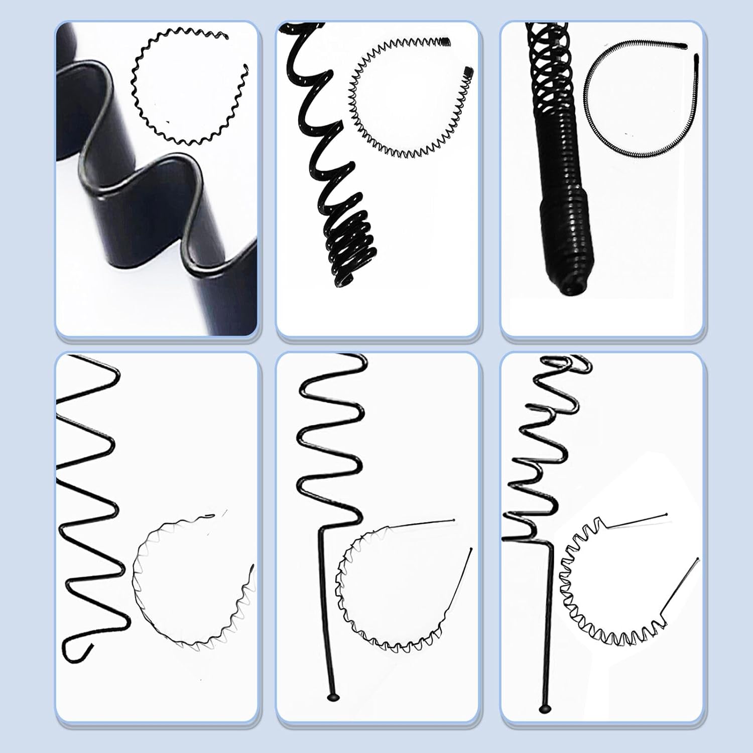 Serre-tête homme - lot de 6 - métal ondulé élastique, unisexe, idéal sport, accessoire cheveux