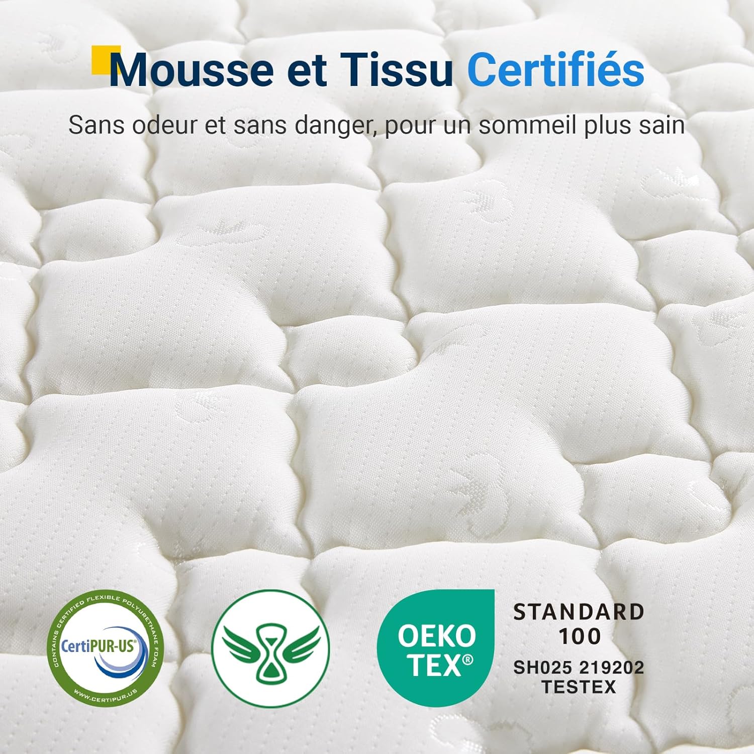 Avenco - Matelas double 120x200 - ressorts ensachés, mousse confort, certifiés CertiPUR-US/Oeko-TEX, soutien lombaire