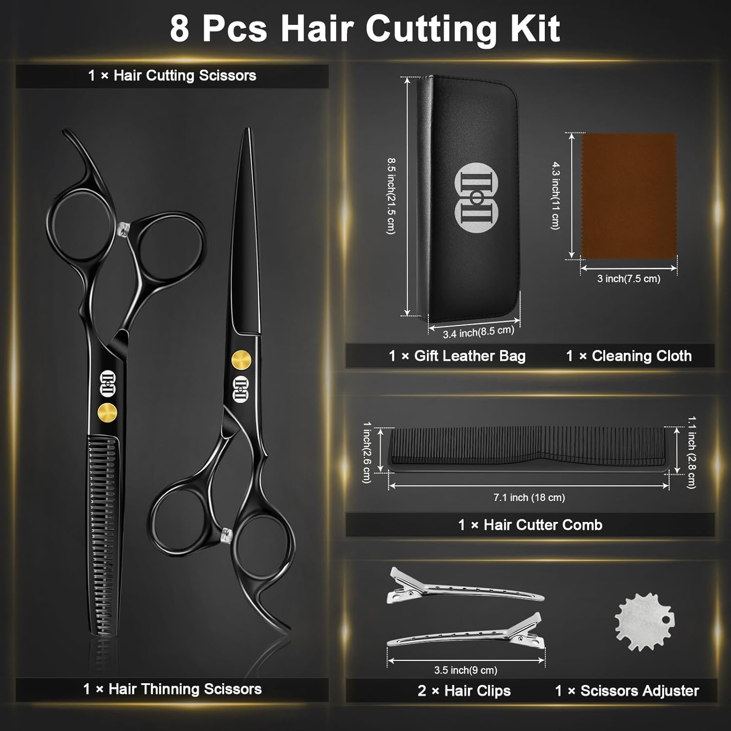 CIICII - Kit Ciseaux Coiffure Pro - 6,7 pouces - coupe et effilage cheveux