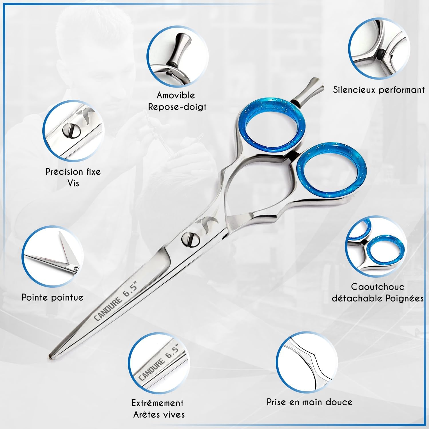 Candure - Set ciseaux coiffure pro 6,5