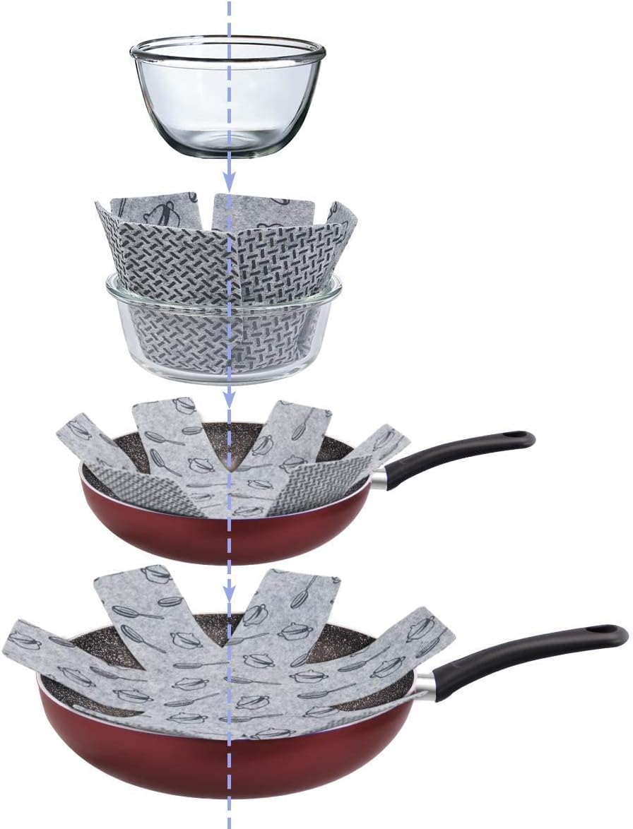 Flintronic - Protection casseroles série premium - 38cm - 8 pièces, protège-poêle anti-rayures