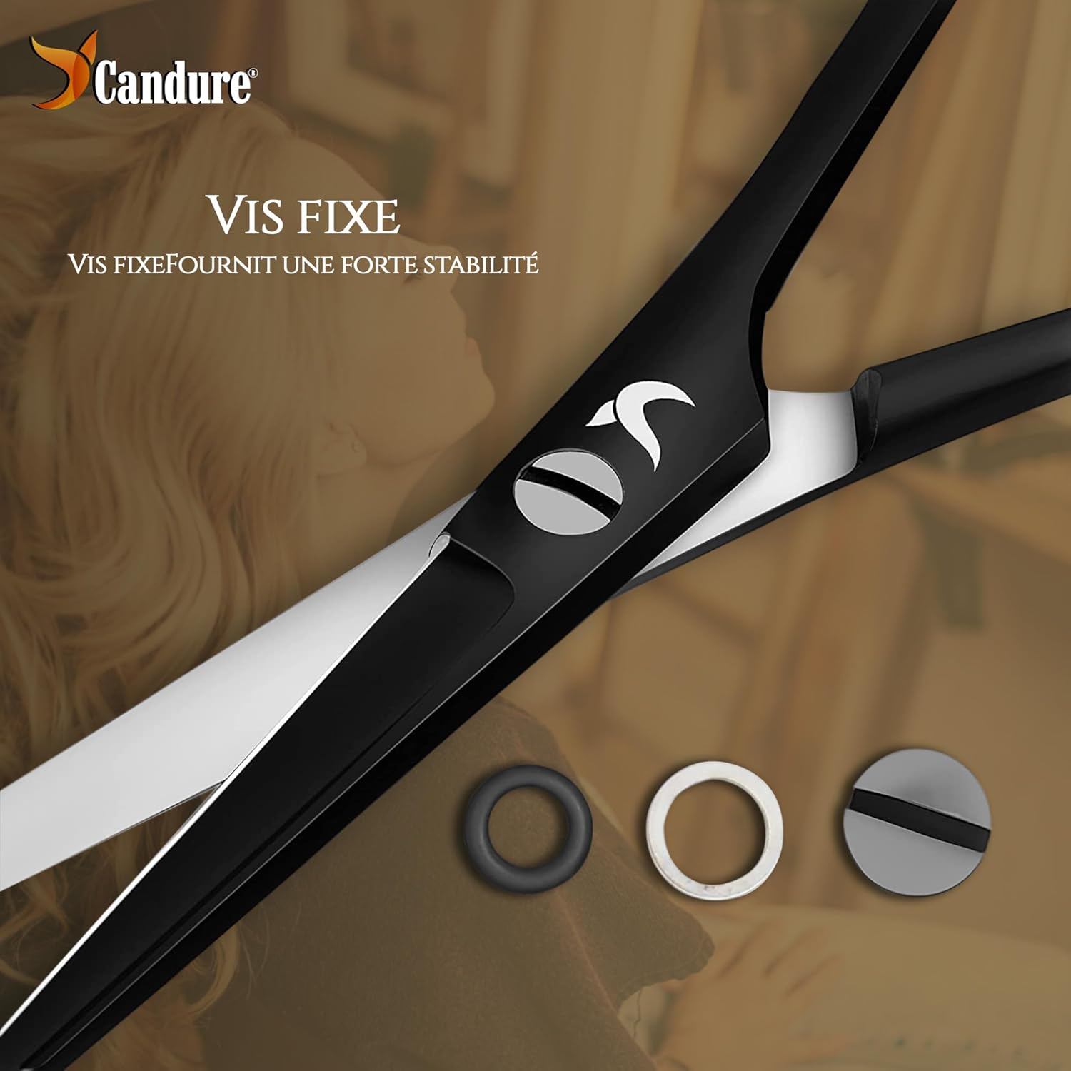 Candure - ciseaux professionnels noirs 6,5