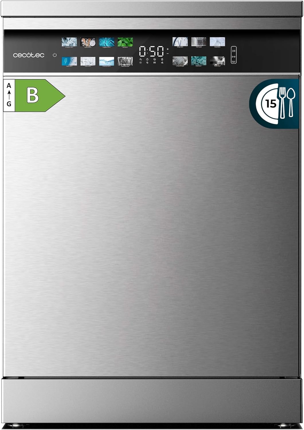 Cecotec - Lave-vaisselle Bolero série 60cm, 15 couverts, Inox, classe B, moteur Inverter Plus, Aguazero6700