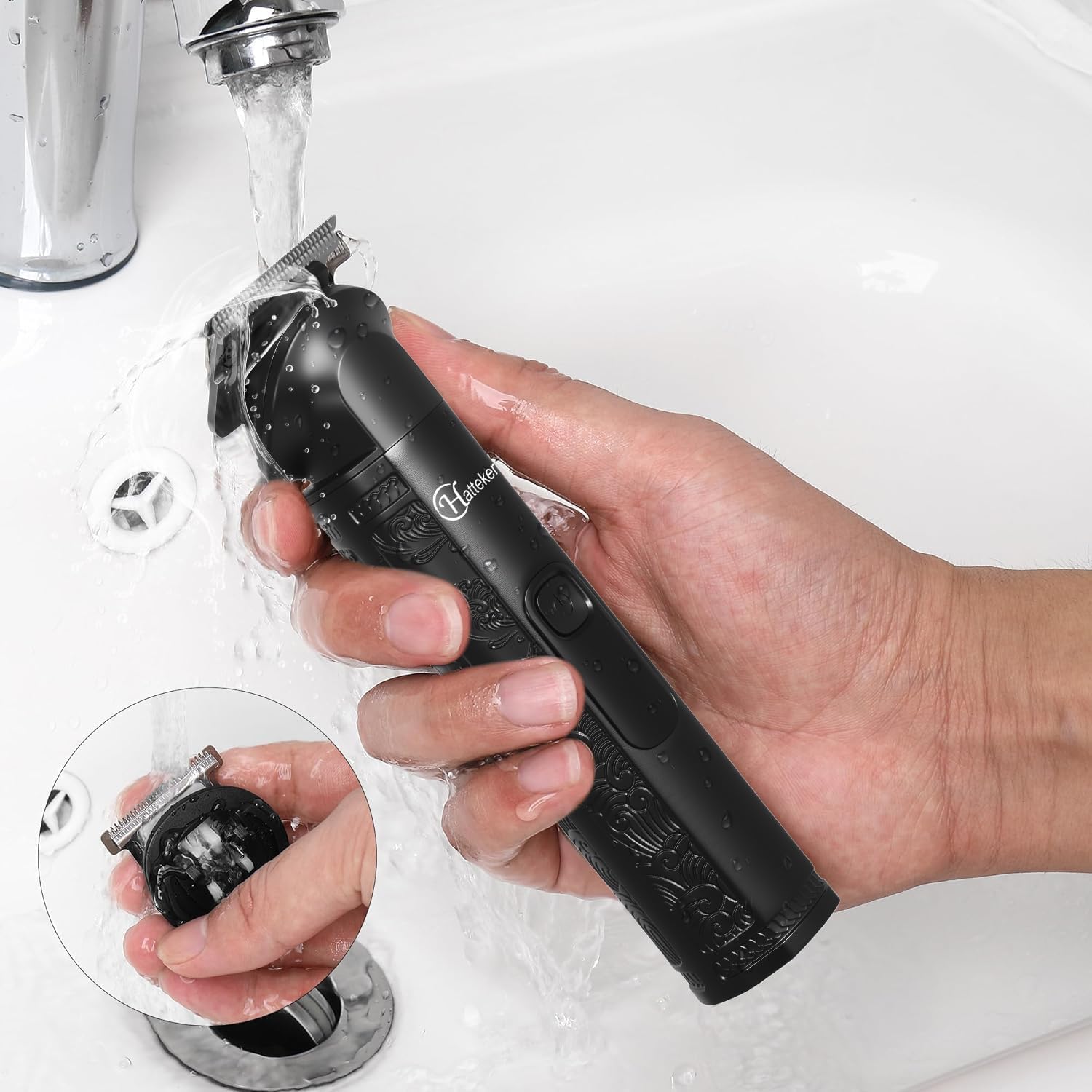 Hatteker - Tondeuse sans fil homme - barbe - autonomie longue durée