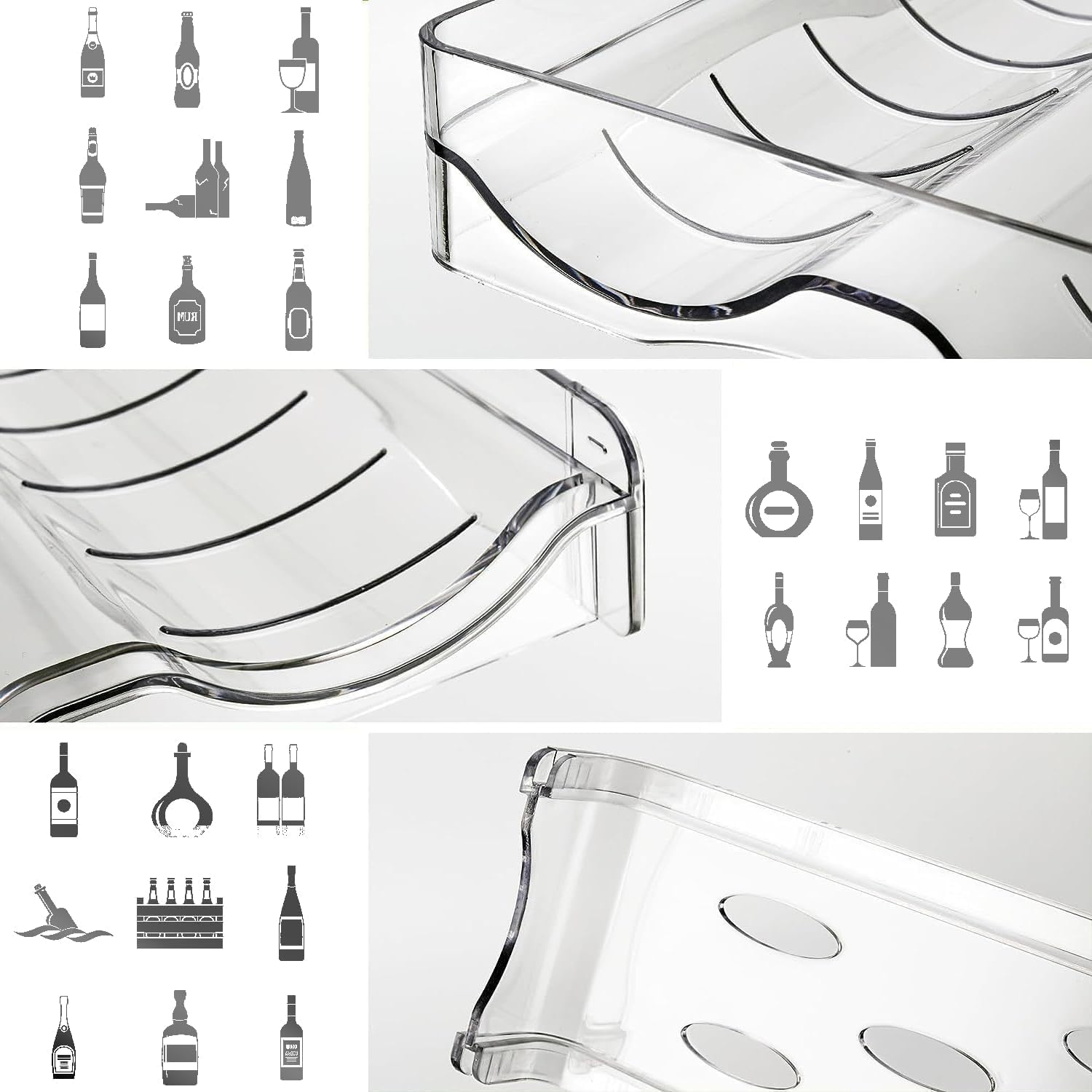 Range-bouteilles empilable plastique - 8 bouteilles - pour frigo et cuisine