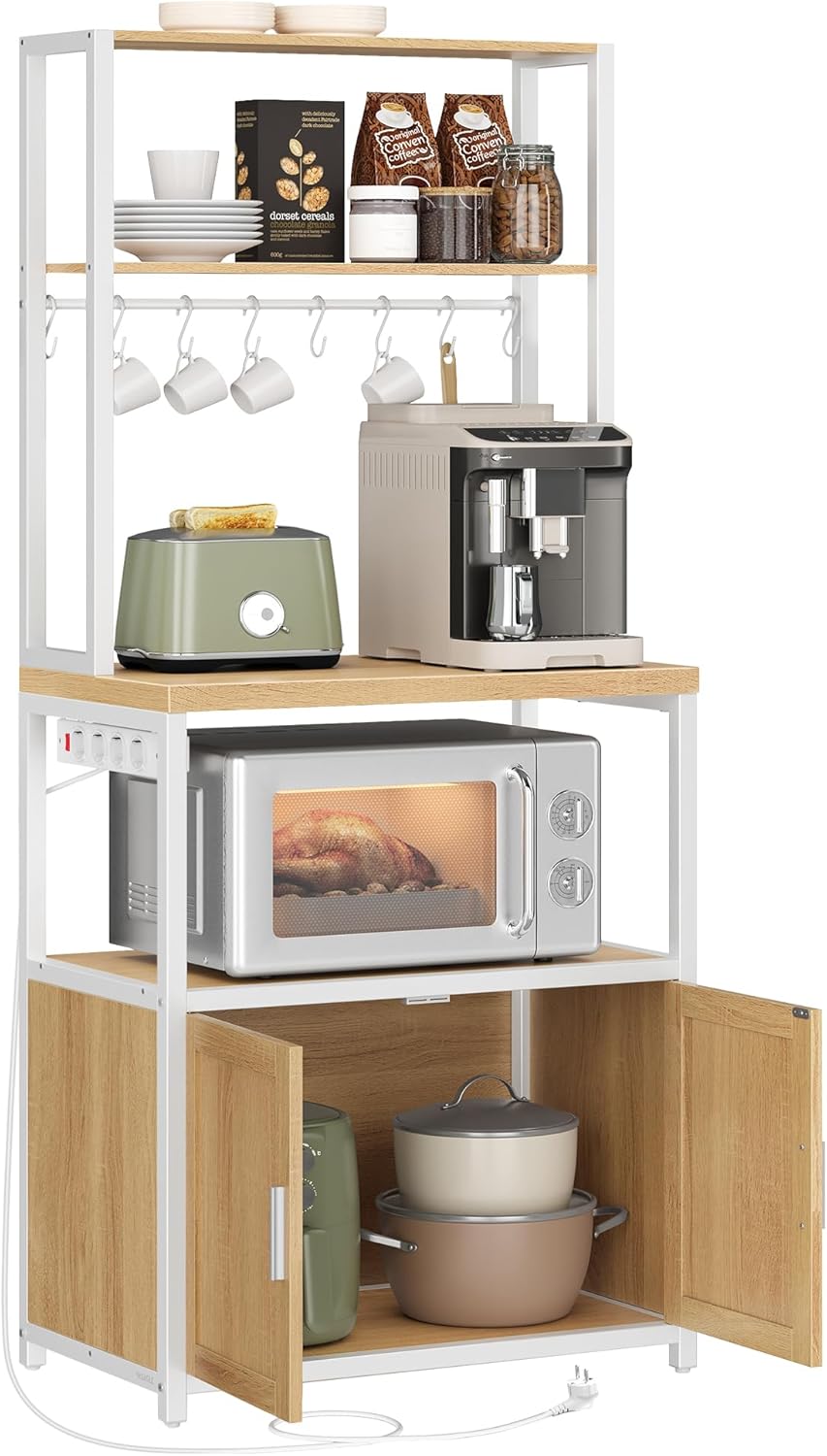 VASAGLE - étagère cuisine/bar café, 40x60x170 cm, 8 crochets, KKS058Y02