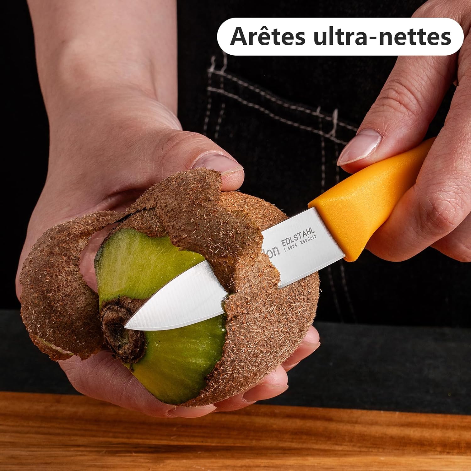 Ensemble de couteaux de cuisine - inox - 6 pièces - manches ergonomiques colorés