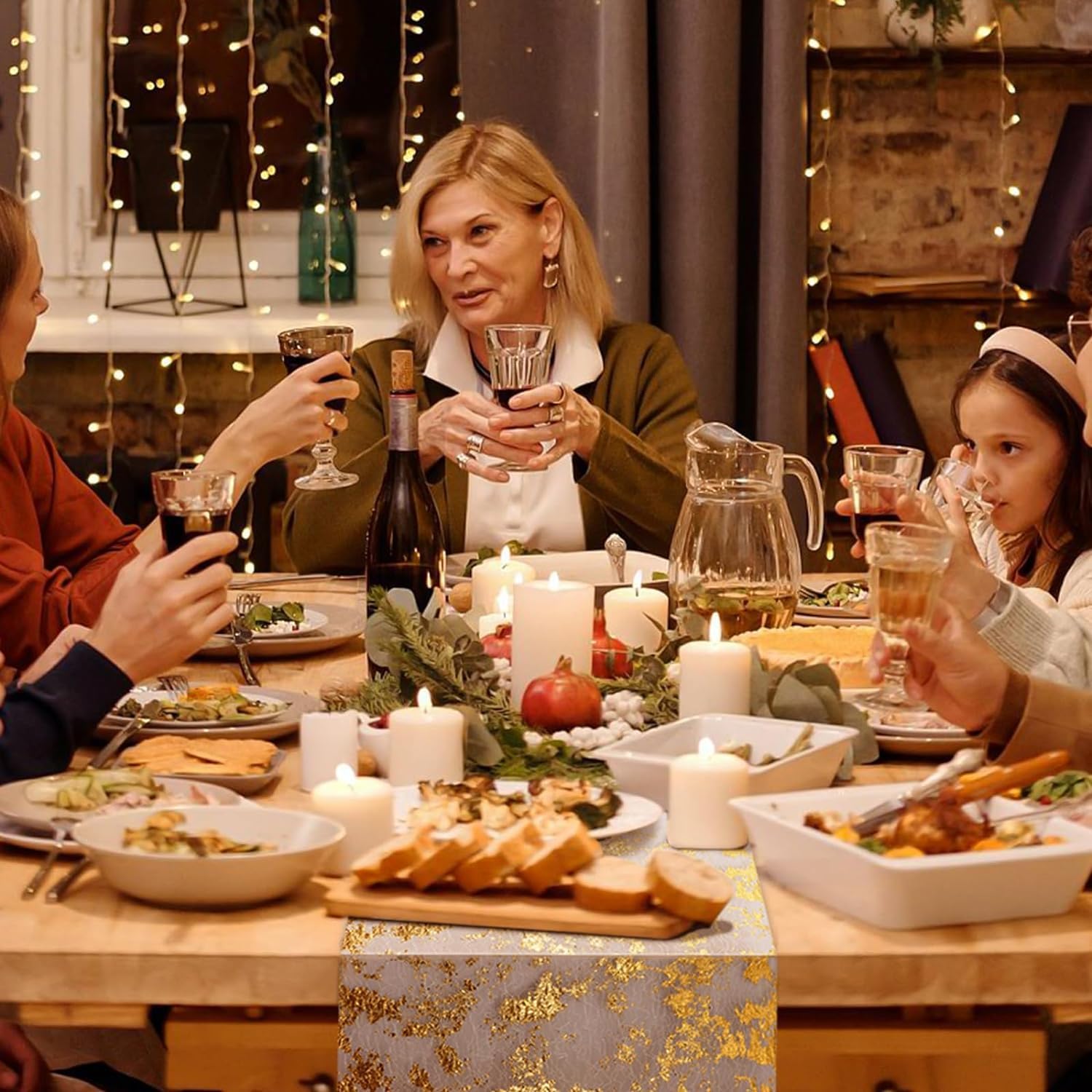 Chemin de table polyester filet doré, 28x1000cm, décoration festive