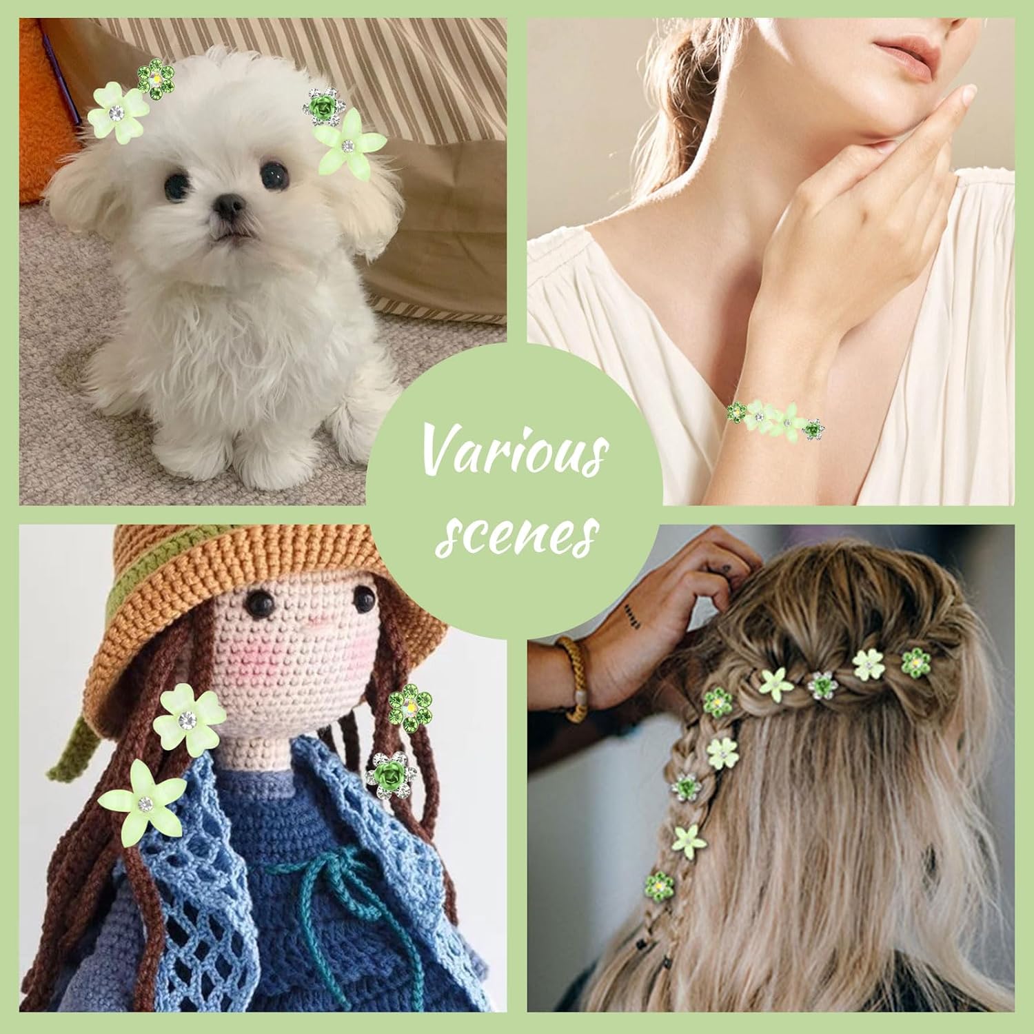 Pinces à cheveux - lot 20 pièces - métal strass fleurs, mini barrettes décoratives, mariage