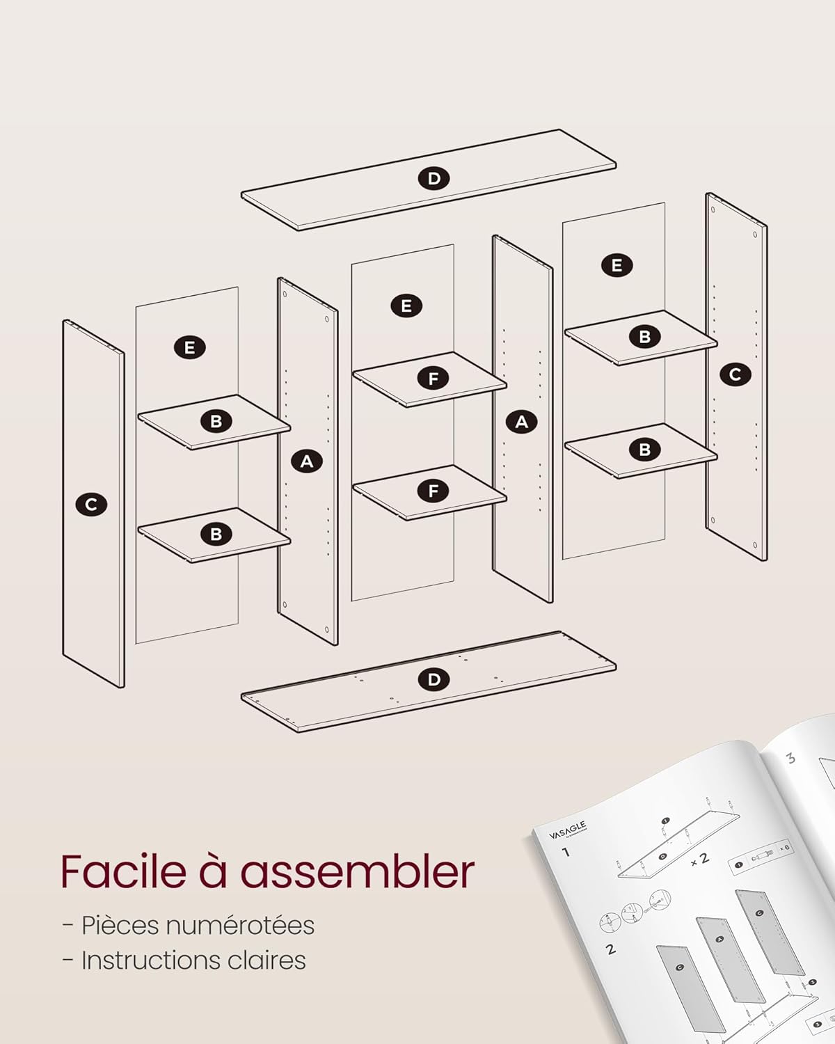 VASAGLE - bibliothèque cubique 9 compartiments - rangement sur pied LBC177K01