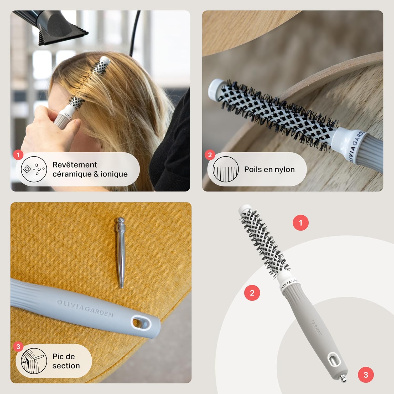 Olivia Garden - Expert Blowout Shine - ronde céramique antistatique - brushing brillant sans frisottis