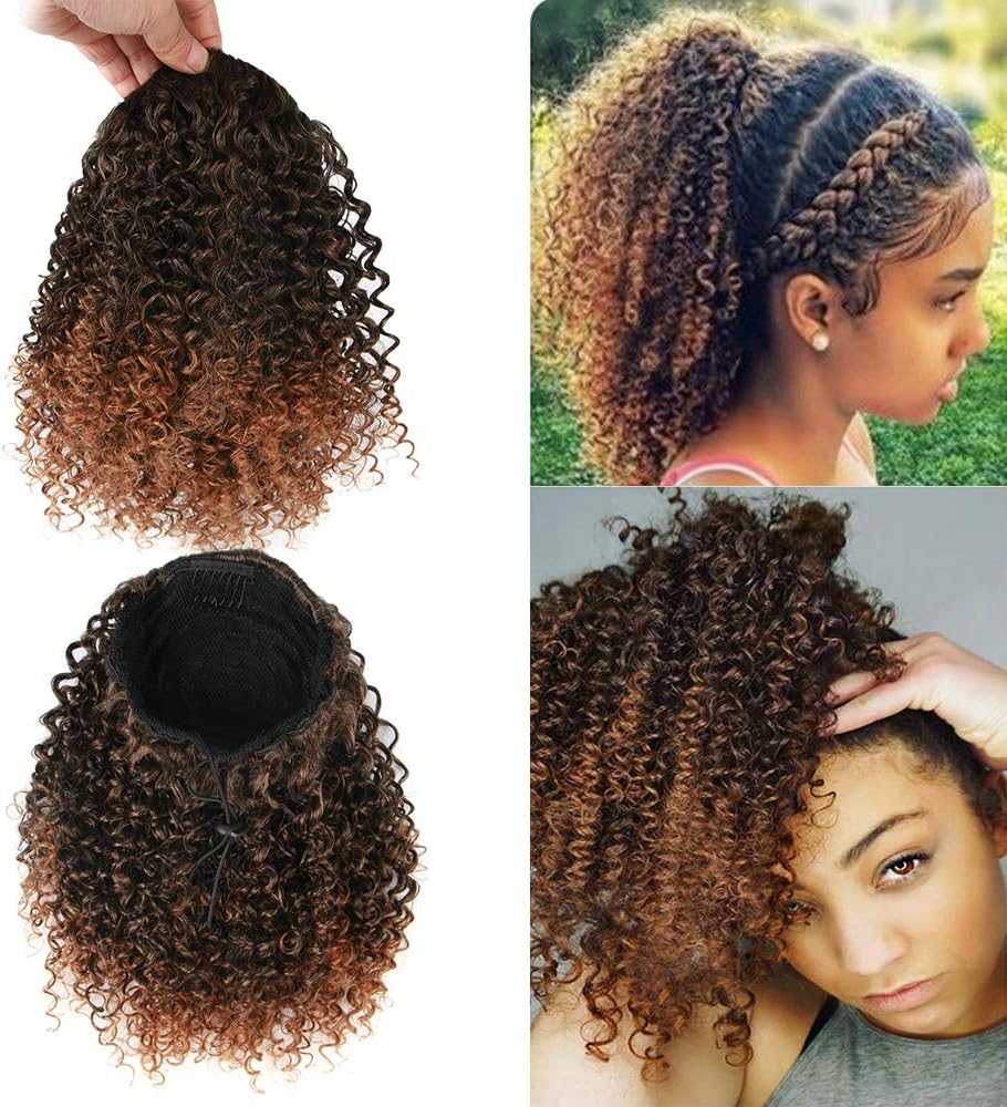 Extension de queue de cheval - bouclée afro-américaine - 12 pouces - couleur 1B/30