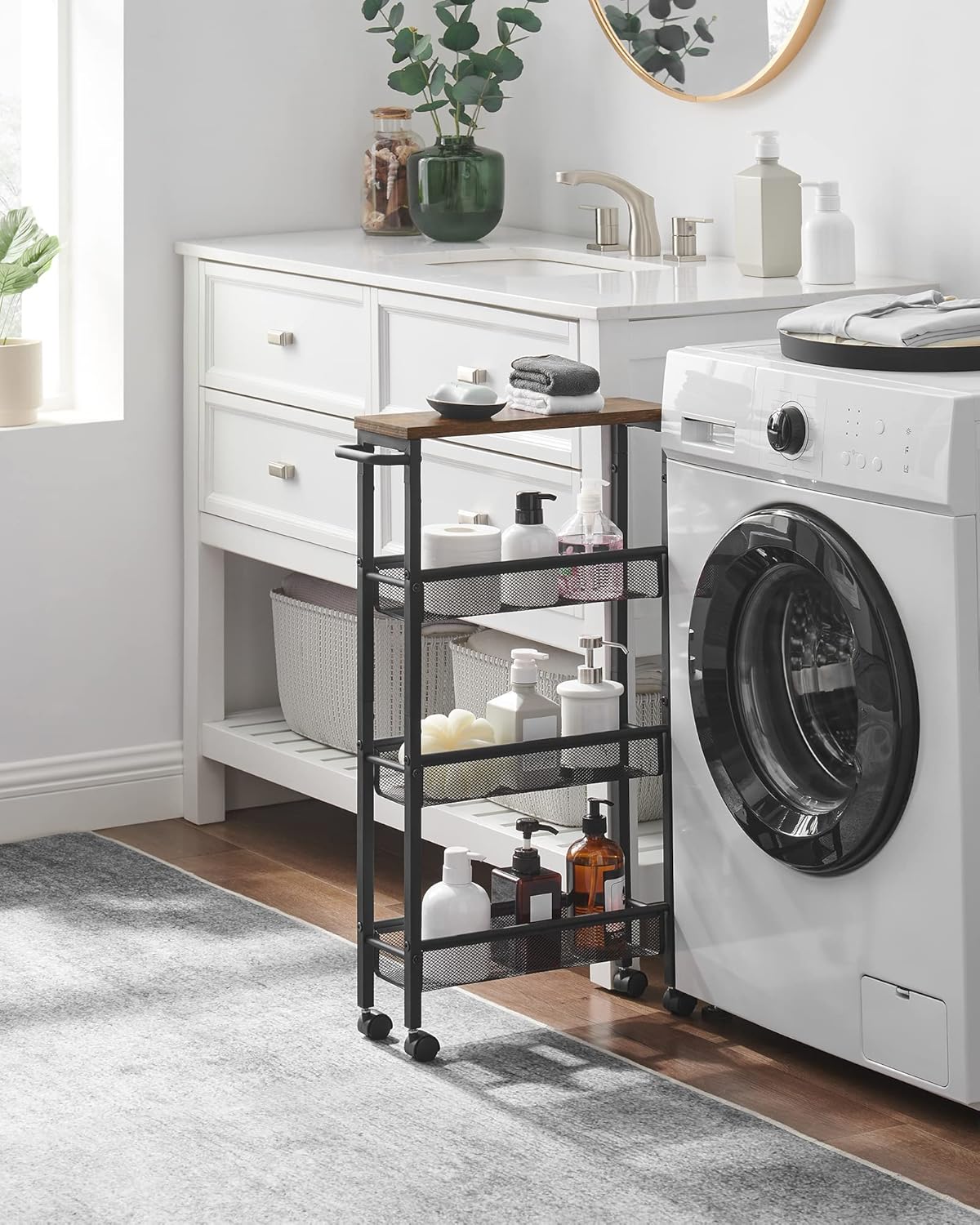 VASAGLE - desserte 4 niveaux, 13x45,4x77 cm, acier, roulettes, LRC032B01V1