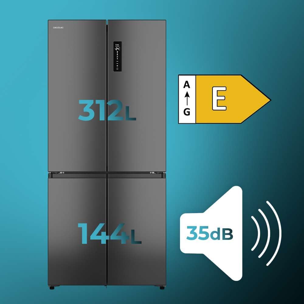 Cecotec - Bolero CoolMarket 4D, 456 L, 189x83 cm, No Frost, Inverter, 4 portes, 4D456SBI