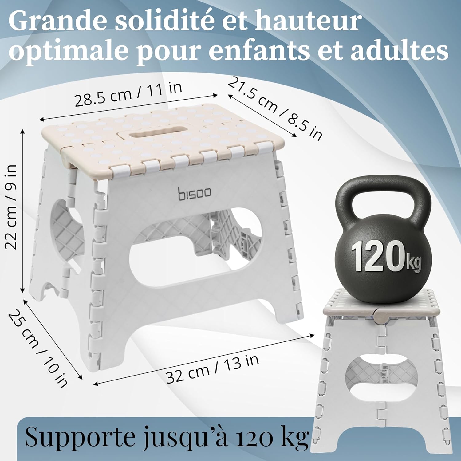 Bisoo - Tabouret pliant 22 cm - plastique, portable, sûr enfants