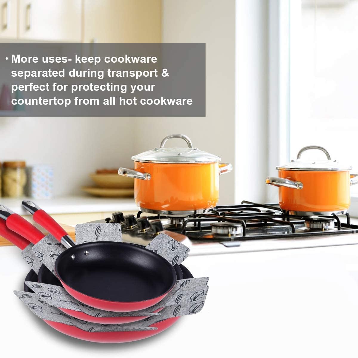 Flintronic - Protection casseroles série premium - 38cm - 8 pièces, protège-poêle anti-rayures