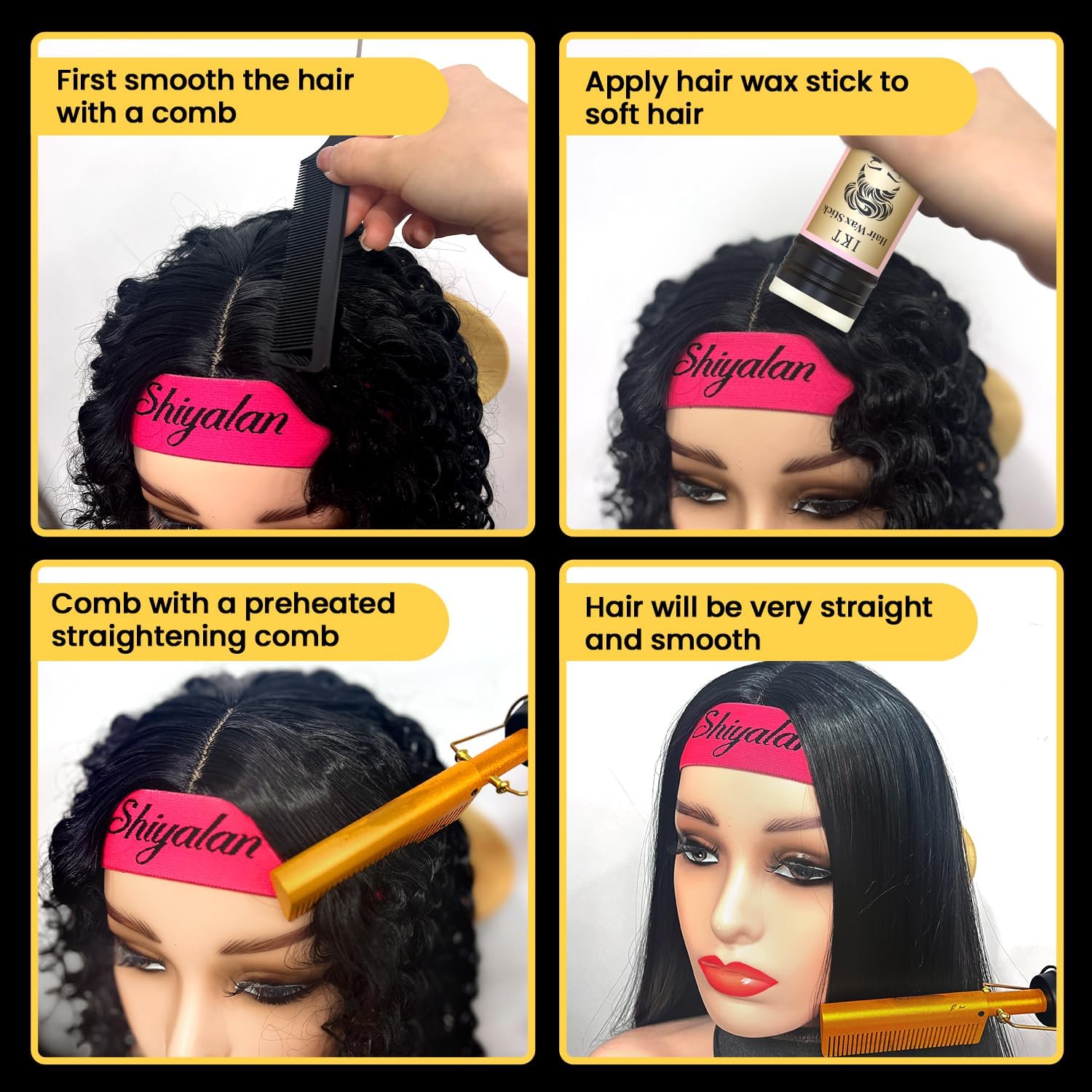 Peigne chauffant électrique - fer à lisser cheveux afro - professionnel - réglage température