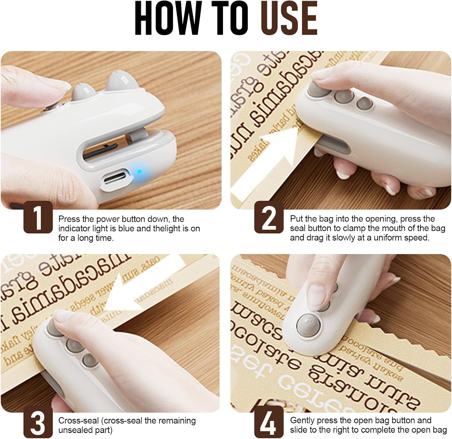 Mini scelleur portable rechargeable USB 2 en 1, compact et thermoscellant