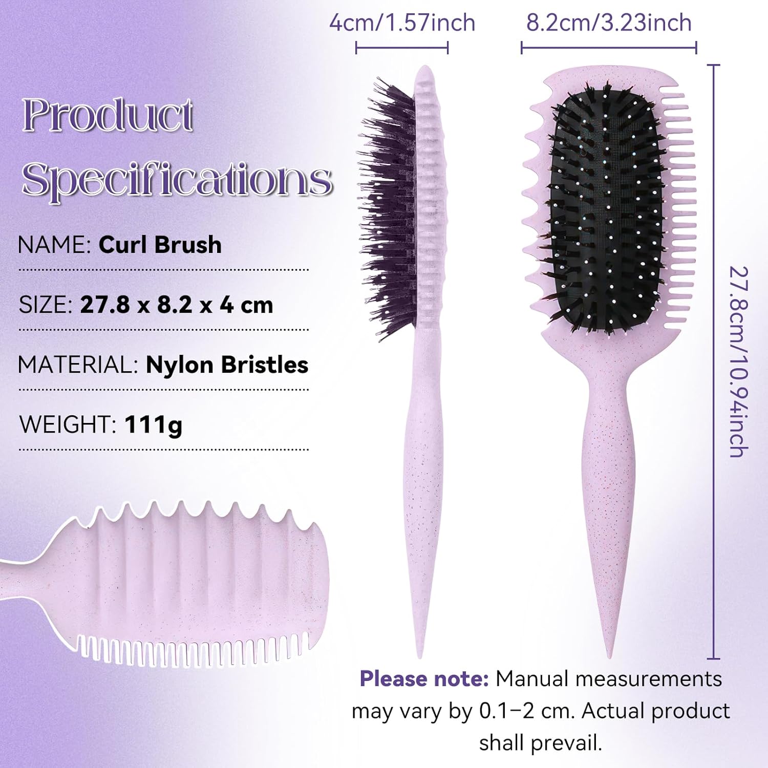 Brosse à boucler - ergonomique antistatique - démêlage doux - cheveux femmes hommes enfants