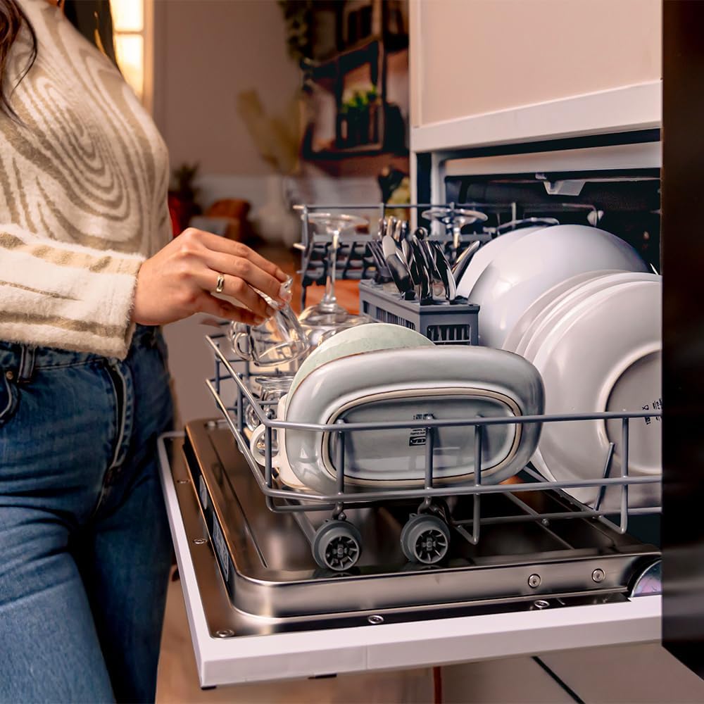 Cecotec - Bolero Aguazero 2500 - compact, 6 couverts, écran tactile, verre blanc - 2500 S-BI