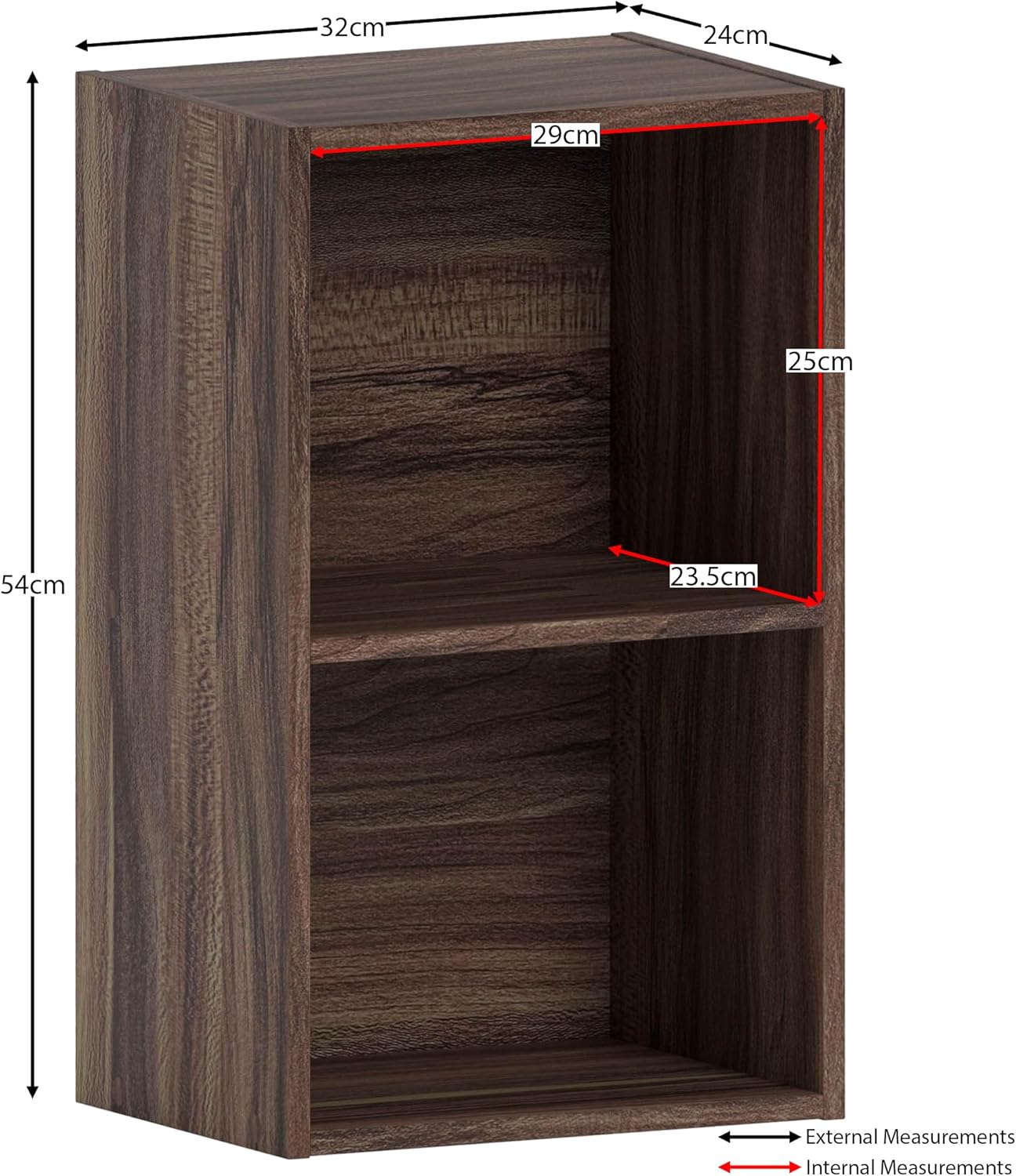 Vida Designs - Oxford 2 niveaux - 54x32x24cm - bibliothèque moderne, rangement compact