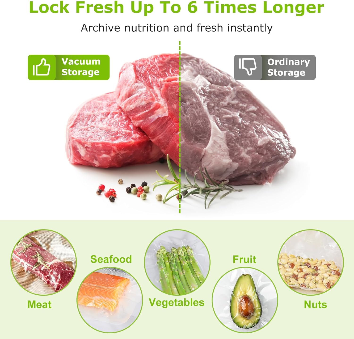 Bonsenkitchen - sacs sous vide VB42 - 20/28x500cm - sans BPA, conservation et cuisson