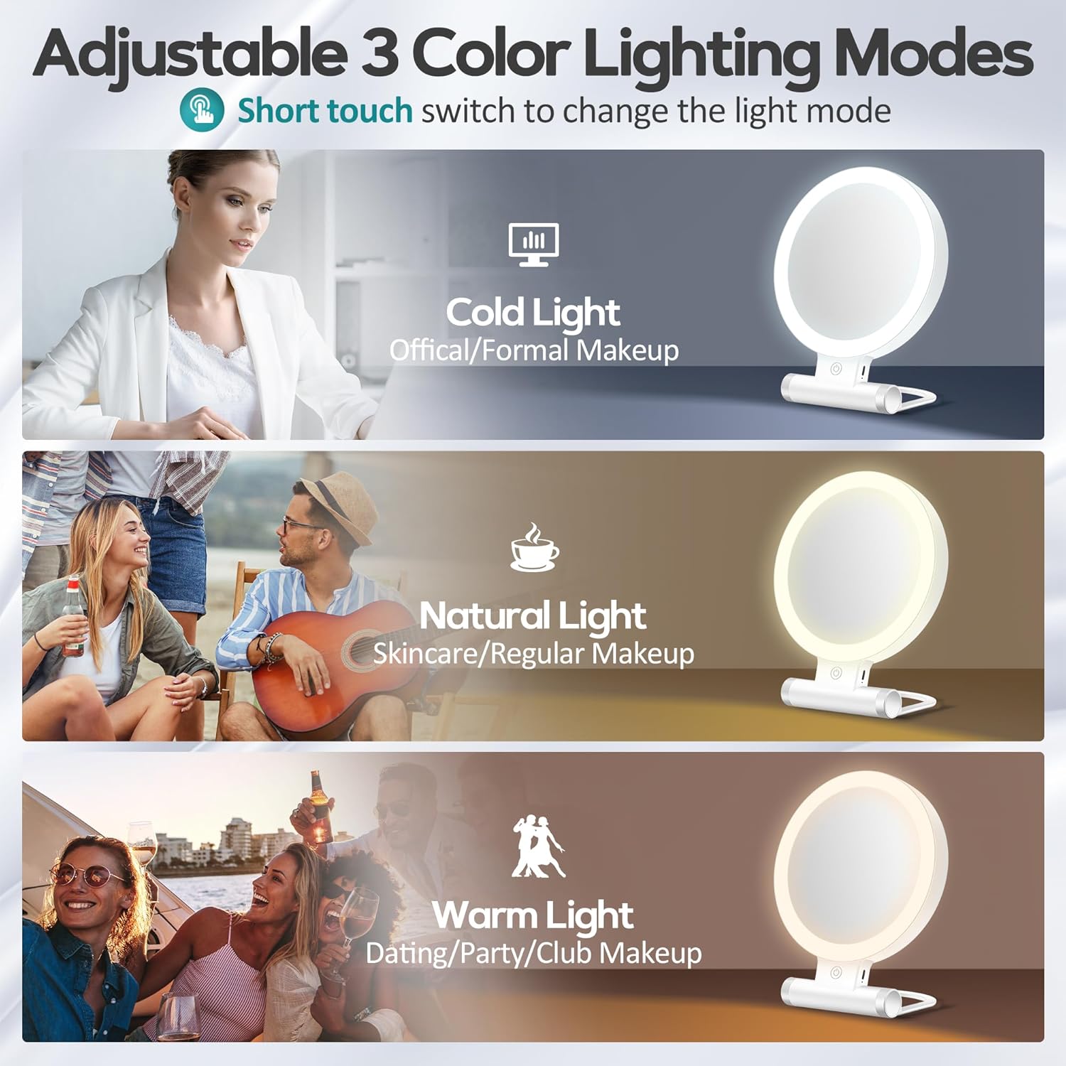 B Beauty Planet - miroir lumineux 30X/1X - blanc - grossissant, courtoisie