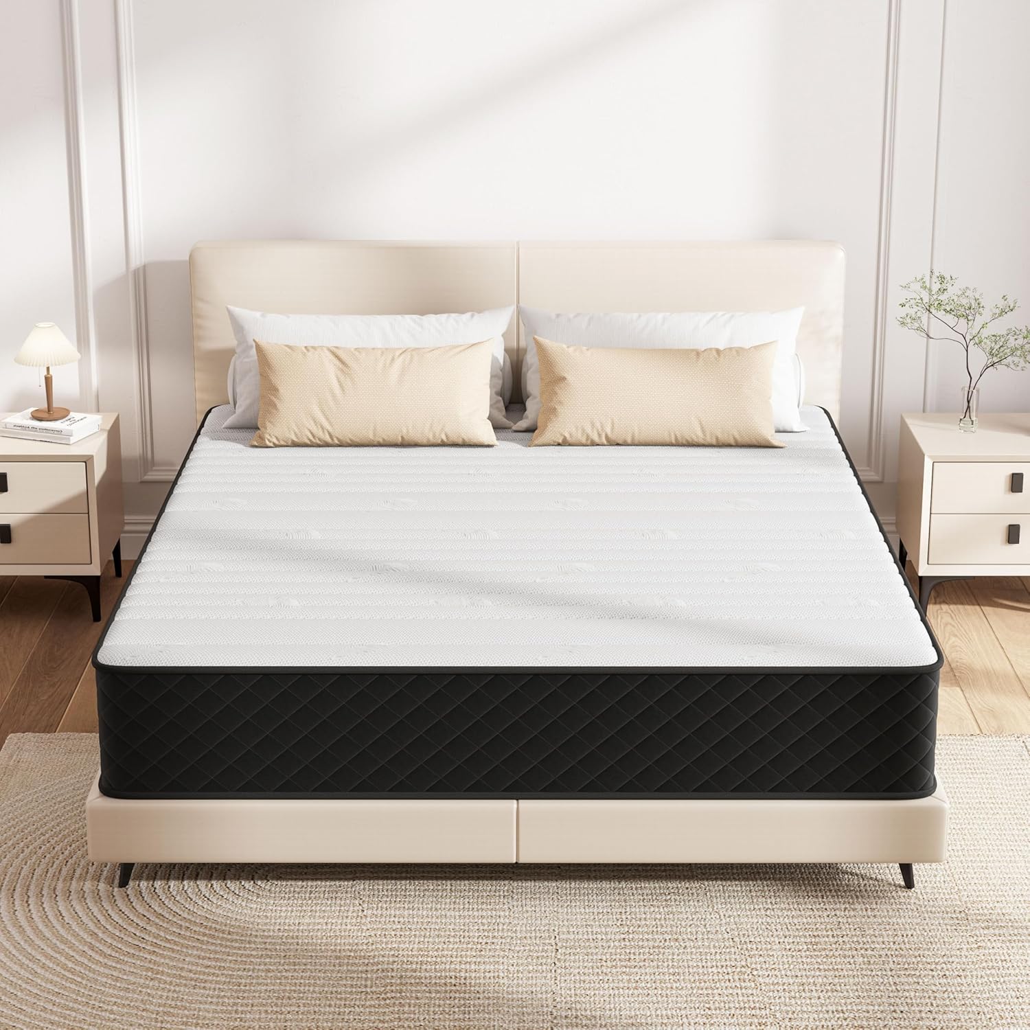 Matelas - ressorts ensachés, mémoire de forme, 90x200cm, H4, 7 zones