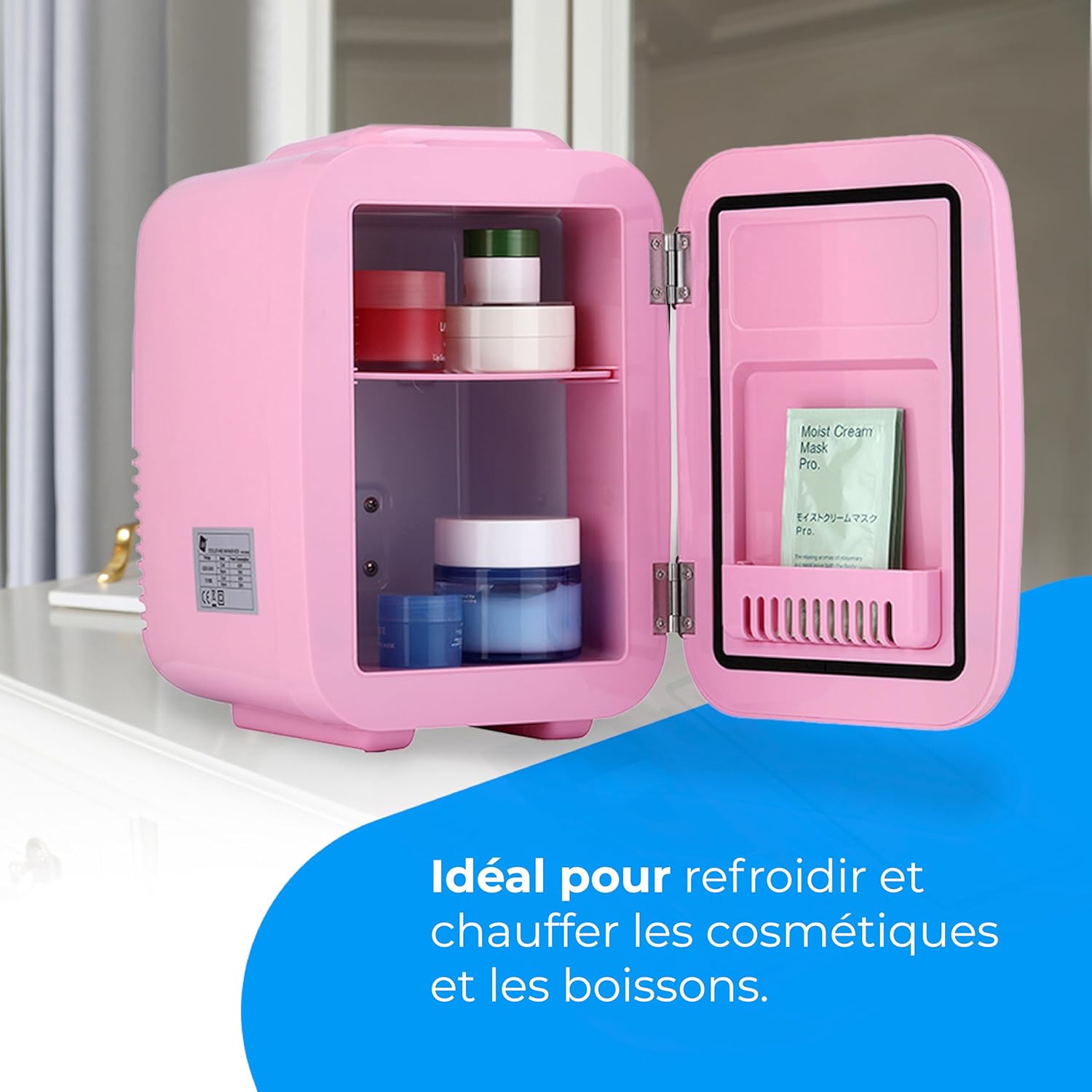 NK - Mini réfrigérateur 4L - portable, froid/chaud, 12V/220V, rose
