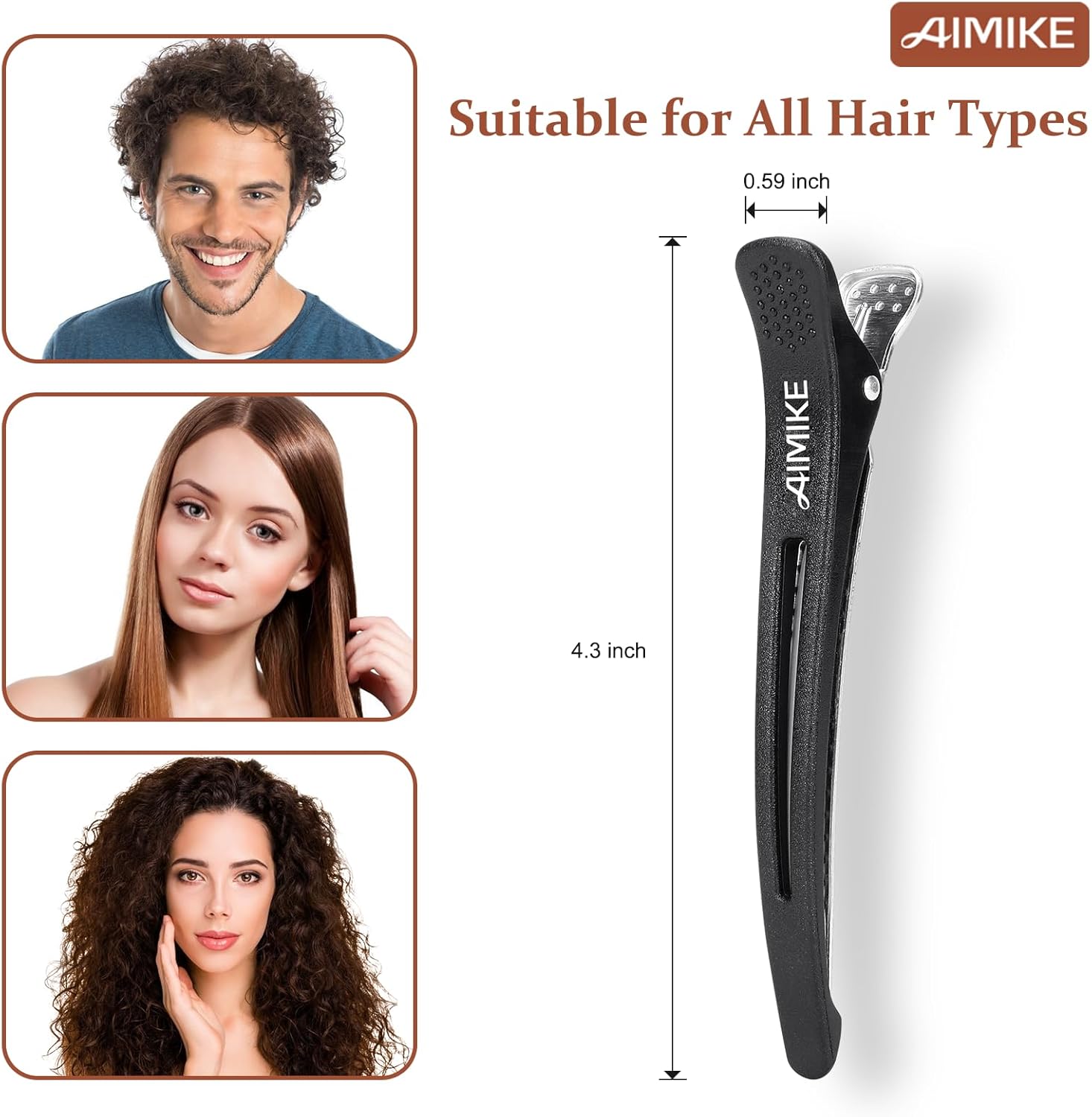 AIMIKE - Pince cheveux crocodile - 6pcs - antidérapantes, sans trace