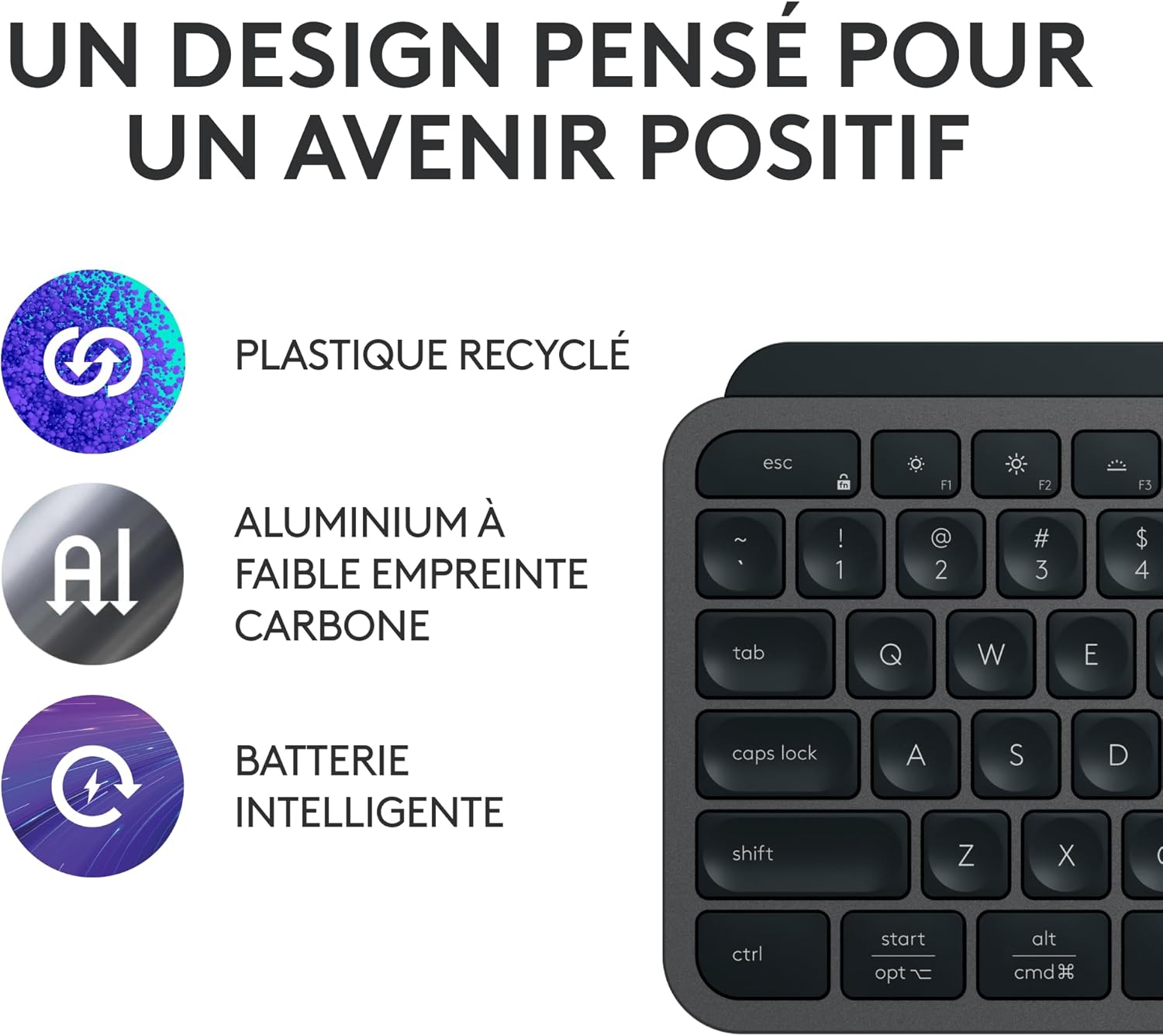 Logitech - MX Keys S Plus - clavier sans fil rétroéclairé, AZERTY, ergonomique