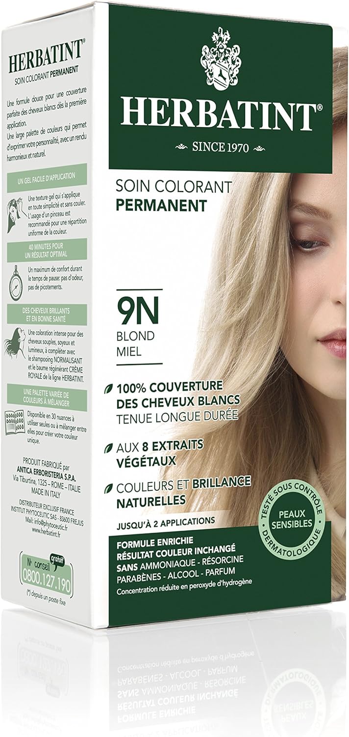Herbatint - coloration permanente 150ml - sans ammoniaque, 8 extraits bio, 9N
