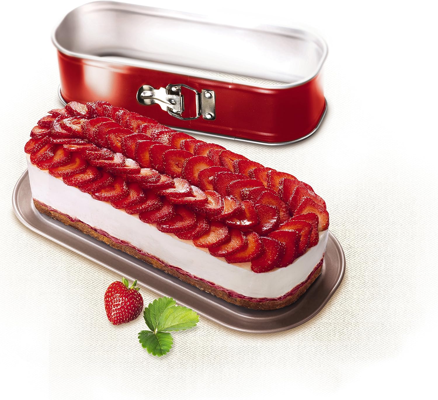 Tefal - Delibake moule à cake, charnière, 30x11cm, rouge/gris - J1640314