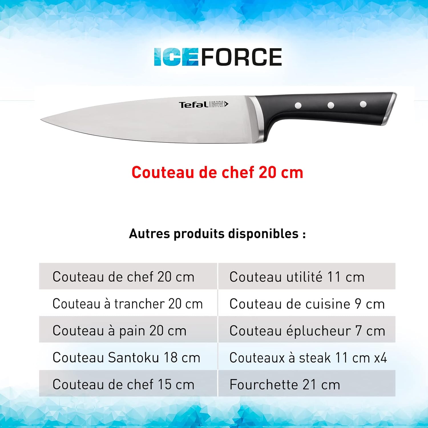 Tefal – Ice Force – 9 cm – couteau éplucheur inox, coupe durable K2320514
