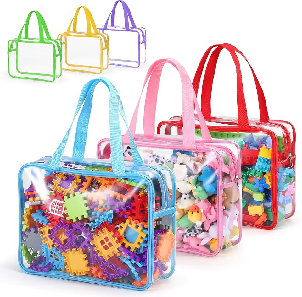 Sacs de rangement jouets - set 6 pièces - multicolore - compatibles Lego, organiseurs voyage enfants