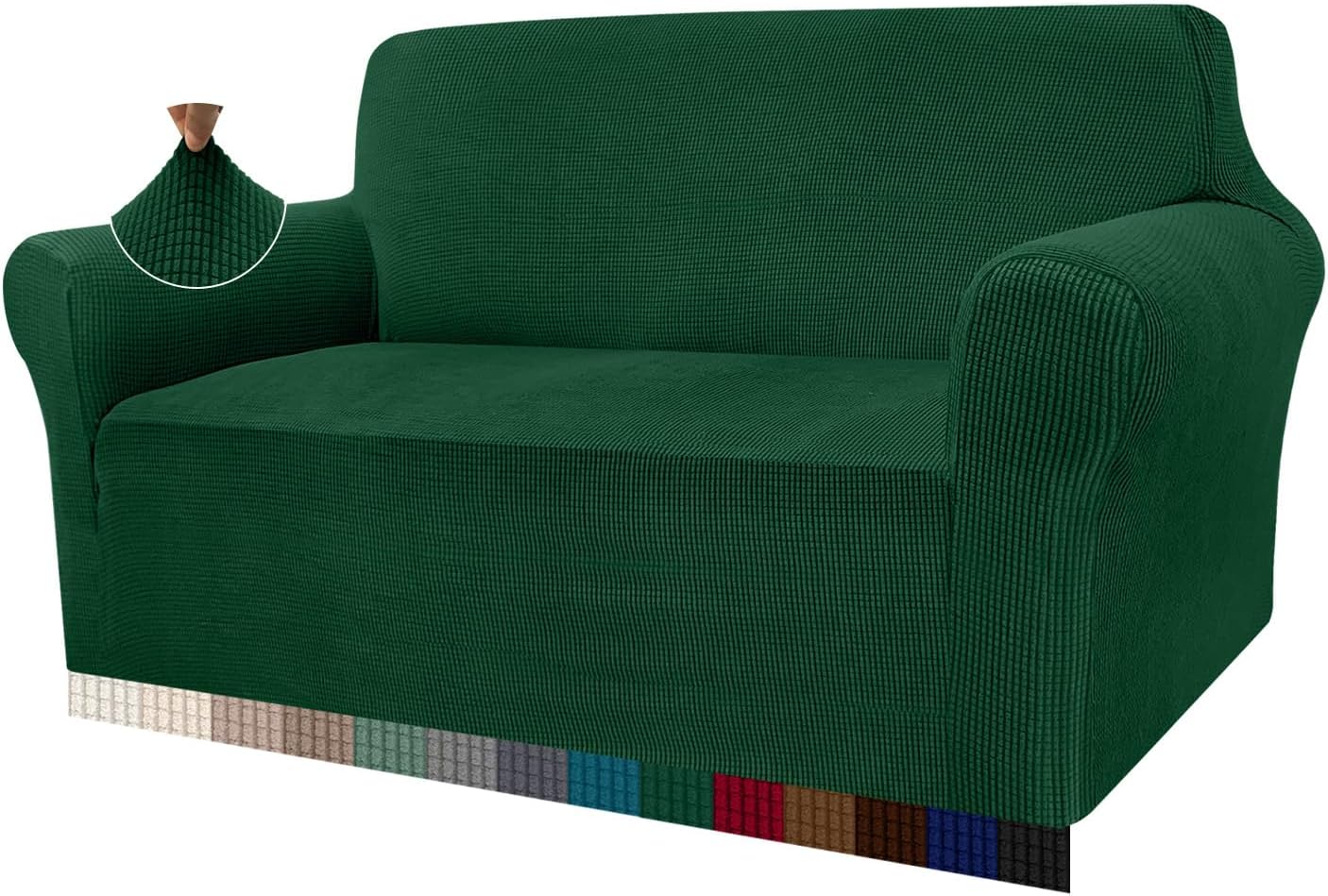 Granbest - Housse de canapé moderne - 2 places - jacquard élastique, protection animaux, vert foncé