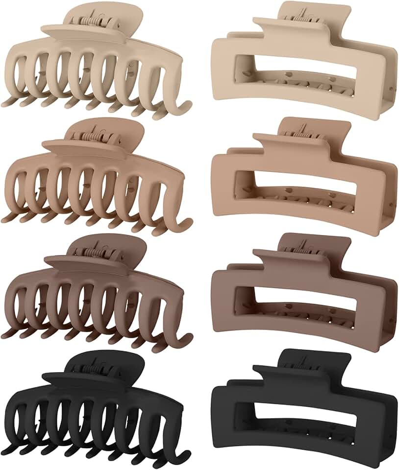 Lolalet - lot de 8 pinces double dents - 8 cm - couleurs variées, cheveux épais et fins