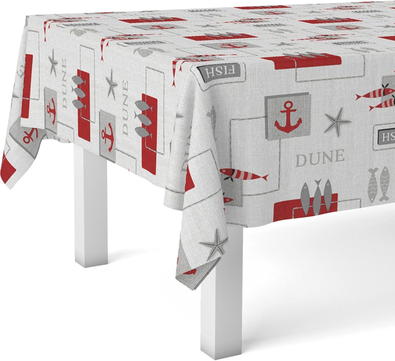 Nappe en toile cirée - rectangulaire/ronde 140 cm - anti-taches, imperméable, facile d'entretien - Sea Rouge