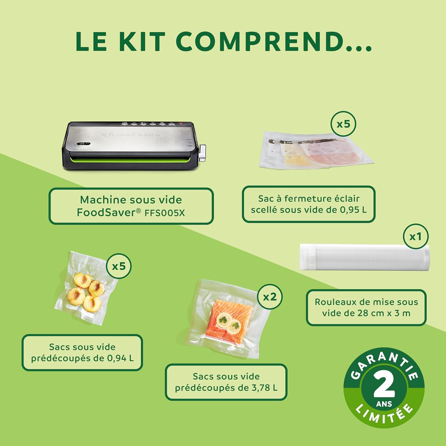 FoodSaver - machine sous vide série FFS005X - compacte - rangement rouleau, fonction pulse, accessoires inclus - FFS005X