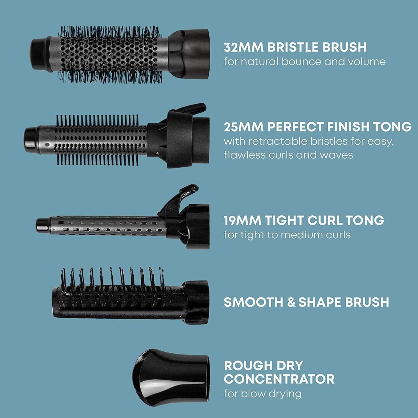 Revamp - Progloss Airstyle 5-en-1 - coiffe 5 accessoires, ionique, huiles infusées