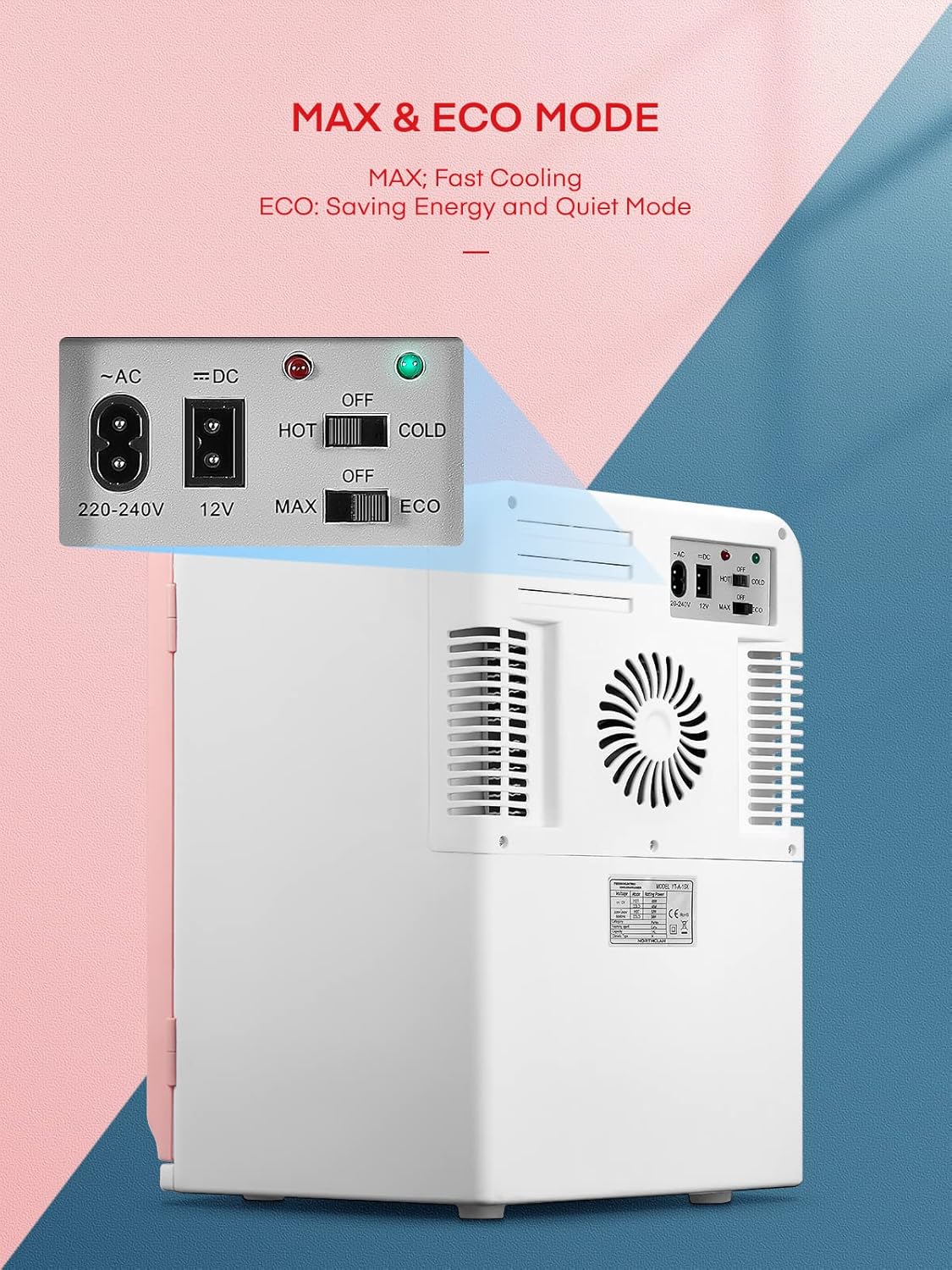 NORTHCLAN - mini frigo chambre 15L, silencieux, chaud/froid, 12V/220V