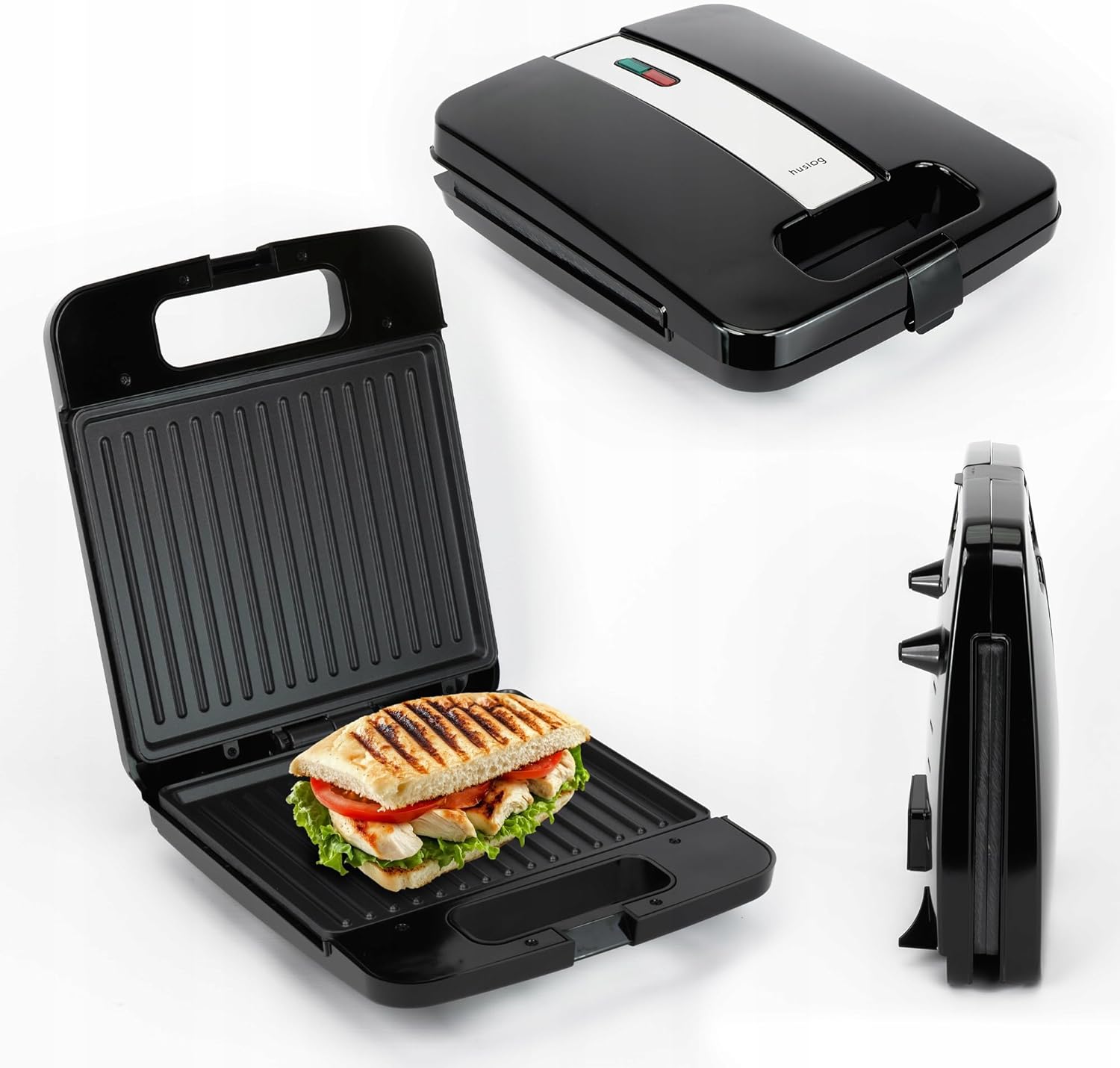 Grill panini inox compact 31,9x26,1 cm 1400W plaques antiadhésives