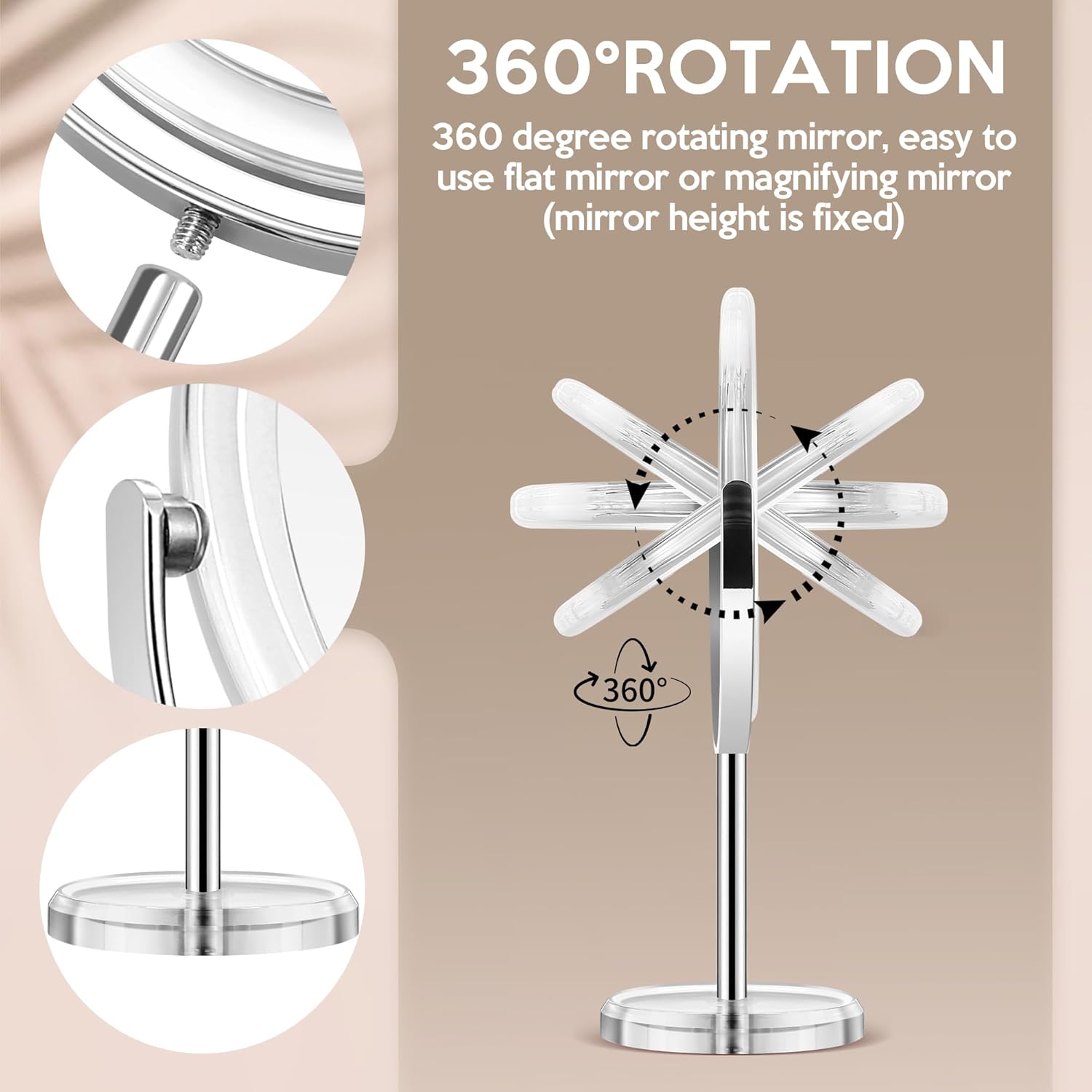 Miroir grossissant sur pied - double face 30x/1x - idéal chambre salle de bain