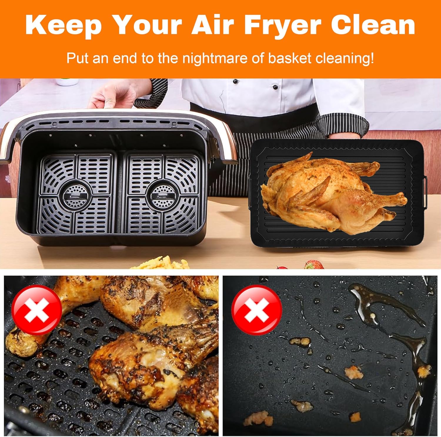 Accessoire Air Fryer - silicone - 3pcs, compatible Ninja 10,4L AF500EU
