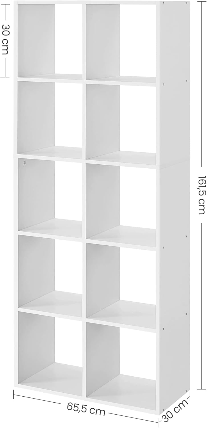 VASAGLE - Bibliothèque 10 cubes - blanc scandinave, séparateur, LBC168T14