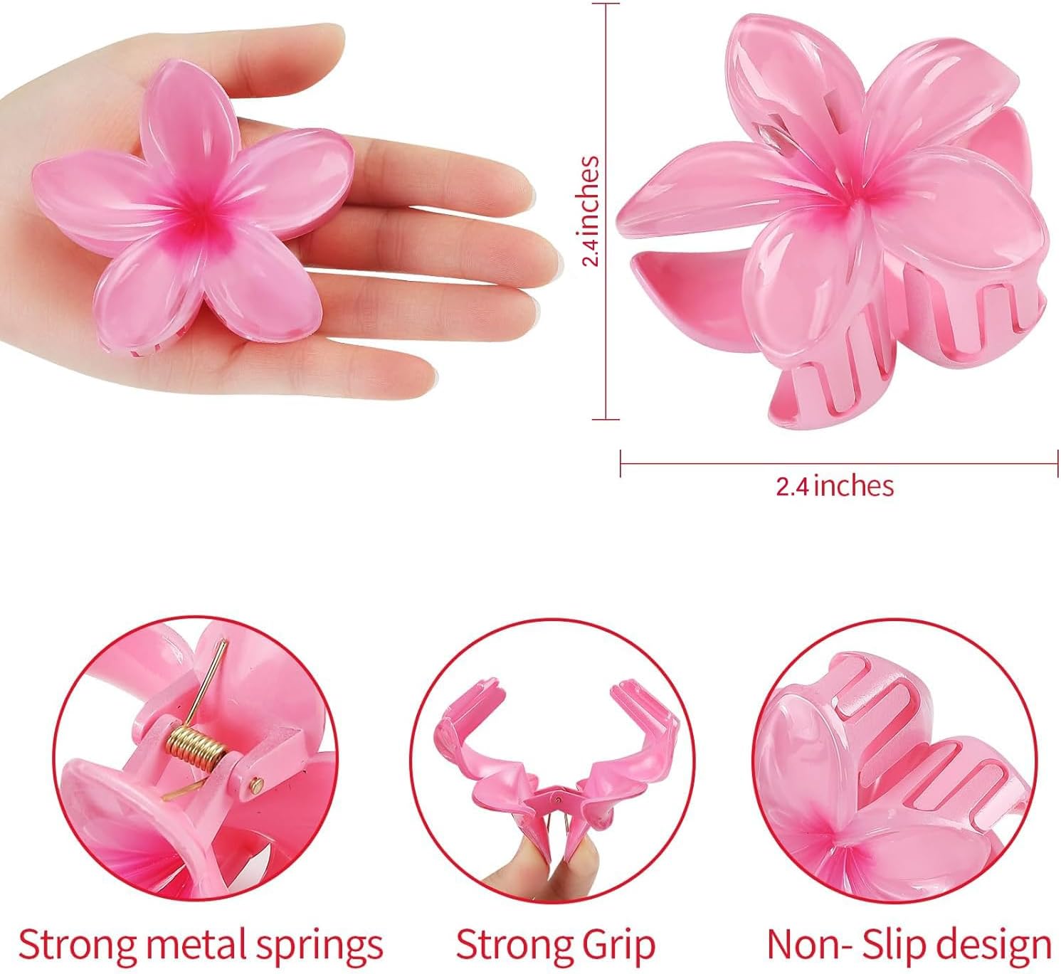 Pinces à cheveux - Lot de 6 - fleurs hawaïennes, pour cheveux épais, accessoires pour femmes et adolescentes