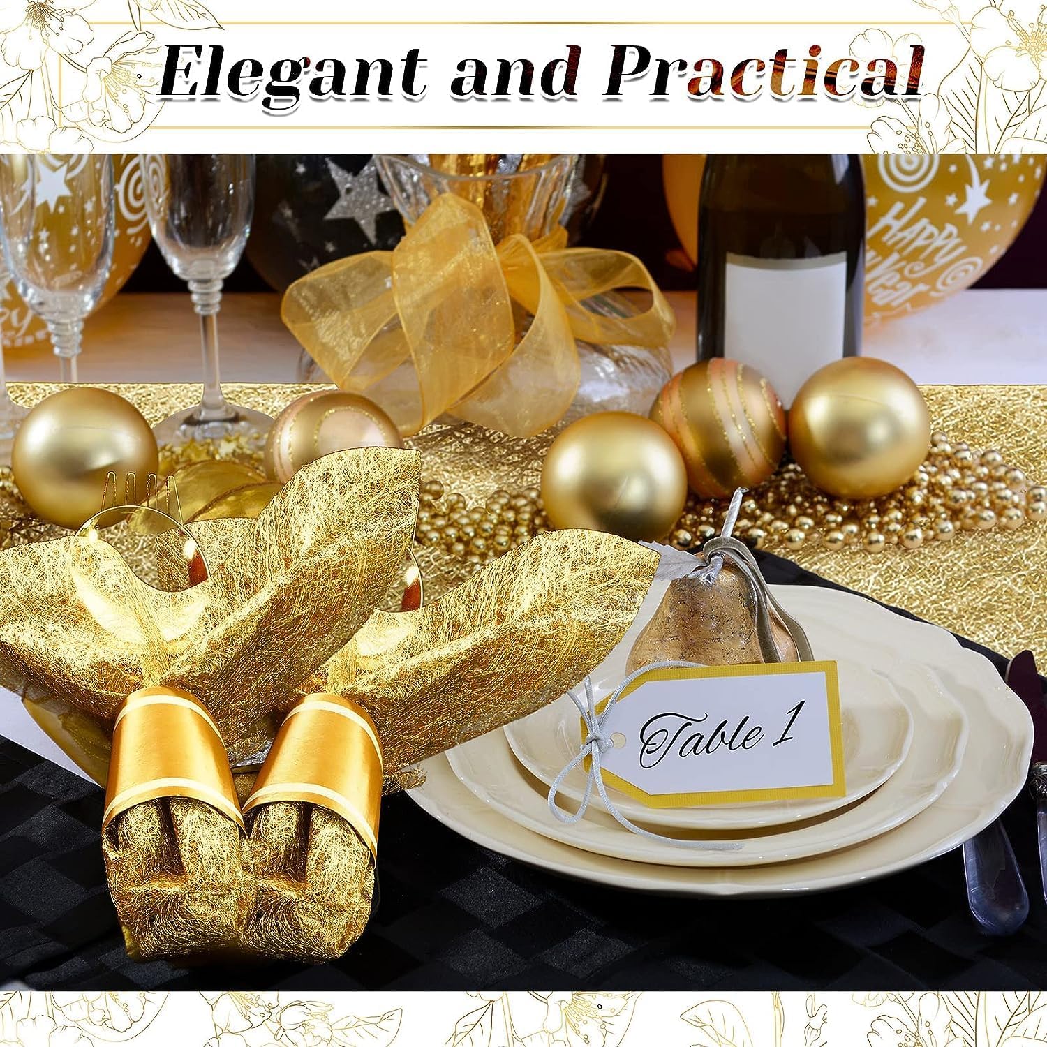 Chemin de Table - non-tissé réutilisable - 23x300cm - idéal fête or